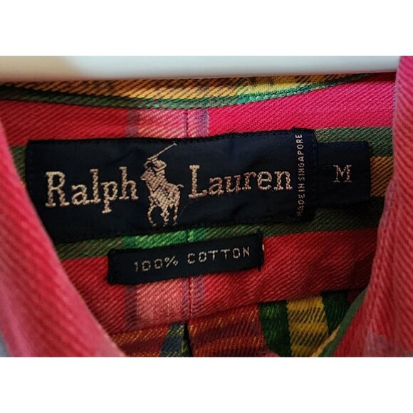 Ralph Lauren Pink Plaid Long Sleeve Button Down Shirt Size Medium 100% Cotton - Picture 3 of 15
